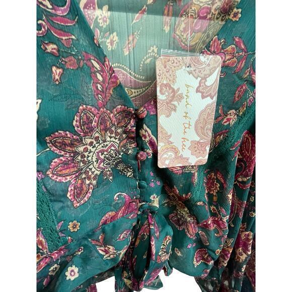 NWT Band of the Free Women XS Paisley Tie Front‎ Crop Top Boho Chic Western - Picture 3 of 12